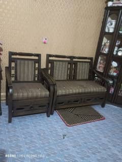 Wooden 4-seater Sofa/Good Condition