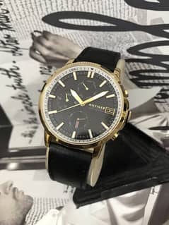 HILFIGER-GOLD TONE-NEW WATCH-CHRONOMETER-RADO-OMEGA-ROLEX-TISSOT-ARMAN