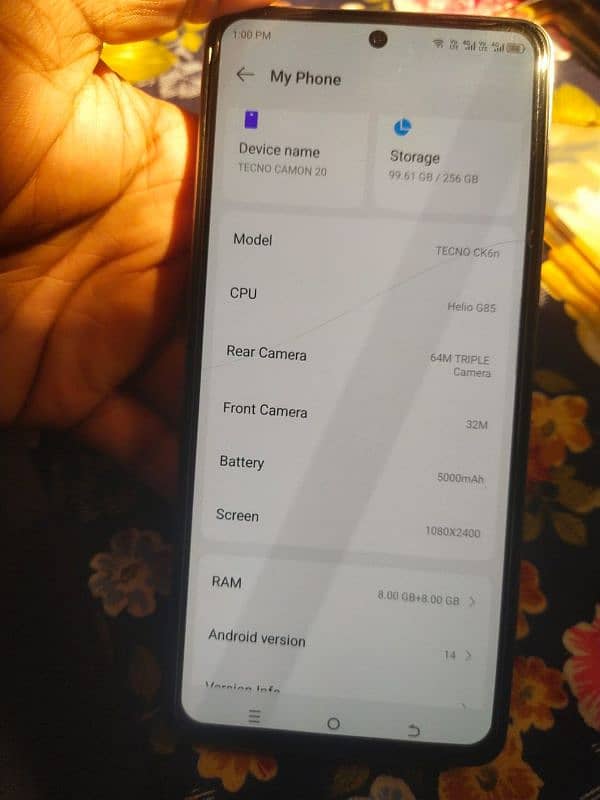 Tecno camon 20 8+8/256 conditions all ok 5