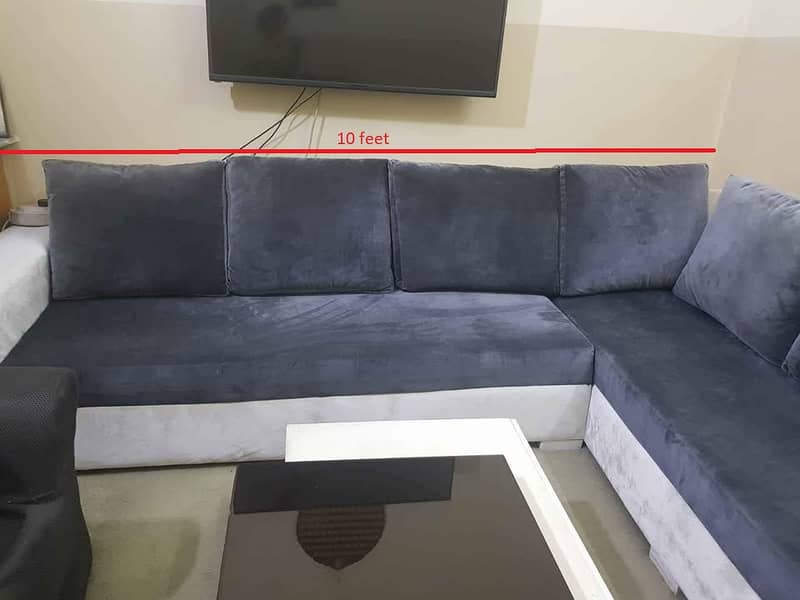 Two piece 9 seater corner sofa in gray/white color 2