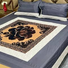 Cotton Double Bedsheet set ۔3 pcs