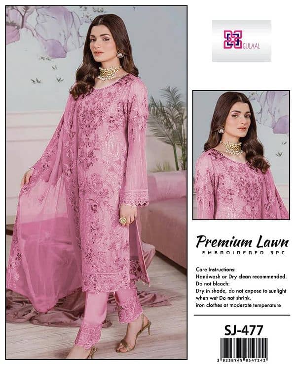 Pink Embroidered Lawn Suit - 3 PC Set With Dupatta 0