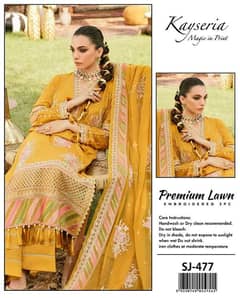 Stunning 3 PC's Embroidered Lawn Suit Set - Yellow