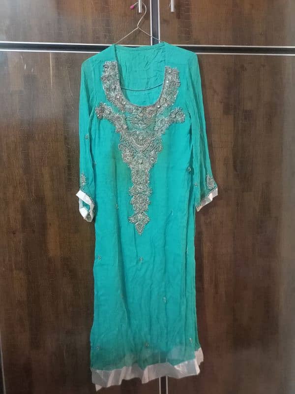 Women's Suit in Chiffon(2 Pcs),Medium Size Sea/Dark Green,Maroon Color 0