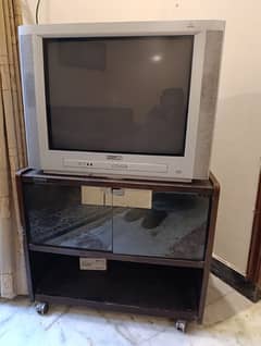 Philips color television with original Sony tv trolley