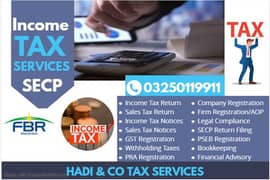 Sales Tax, Income Tax Return, Tax Consultant, FBR, Tax Filer, NTN,SEC