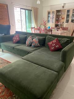 Olive Green L shape Sofa