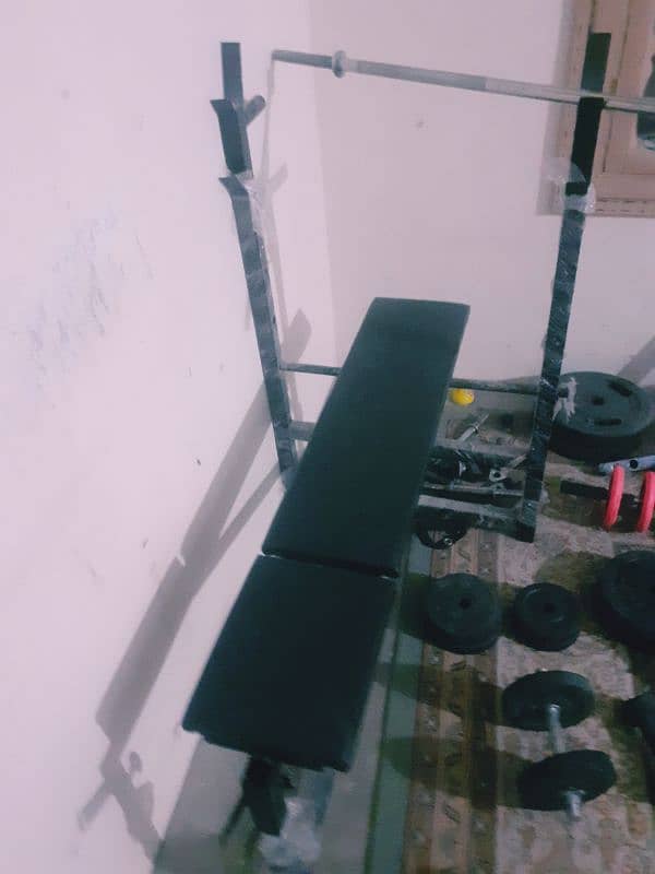 Multi-Purpose Gym Bench with Weights & Barbell 3