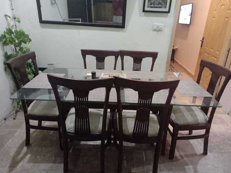 solid wood with glass top dinning table 0