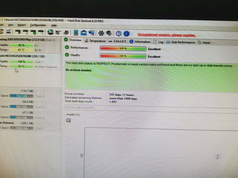 Hitachi laptop hard drive 320GB with 100% health. 2