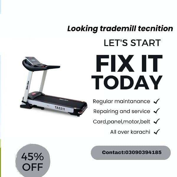 Trademill service and repairing available here, All over karachi 0