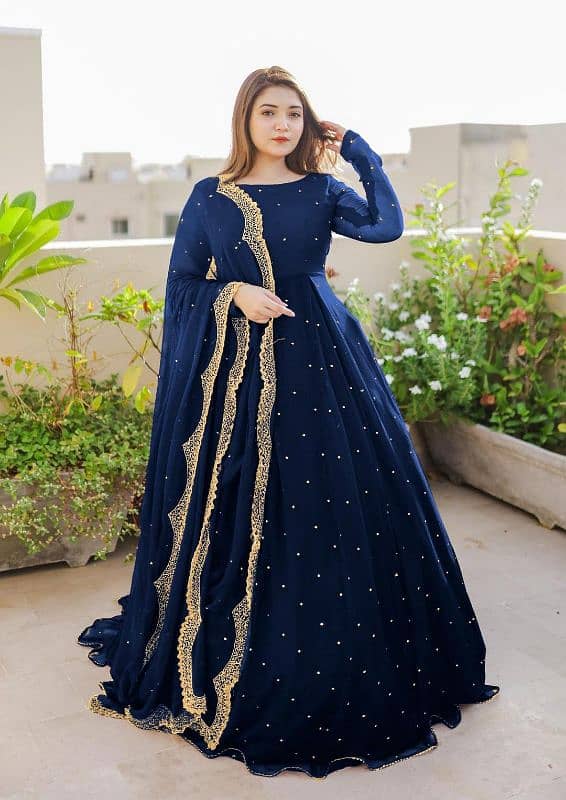 women's Elegant Embroidered chiffon Maxi suit - 3 Pcs 4