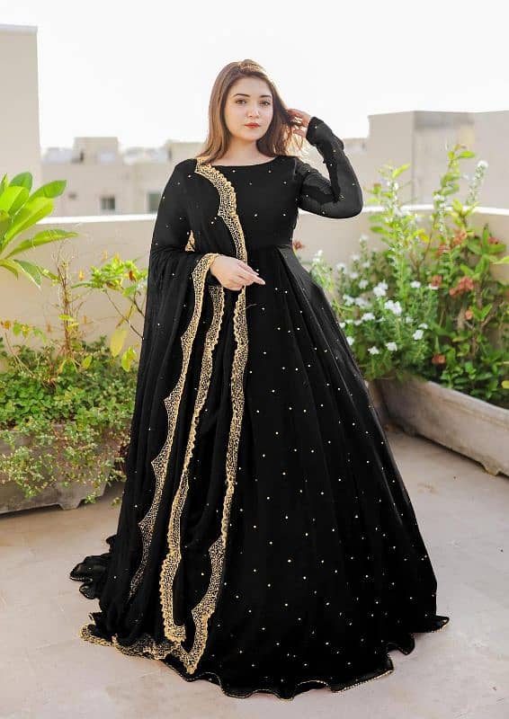 women's Elegant Embroidered chiffon Maxi suit - 3 Pcs 8