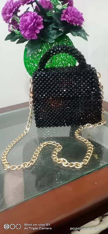 beg/ ladies beg/ hand  beg/ shoulder beg / pearls bag 1