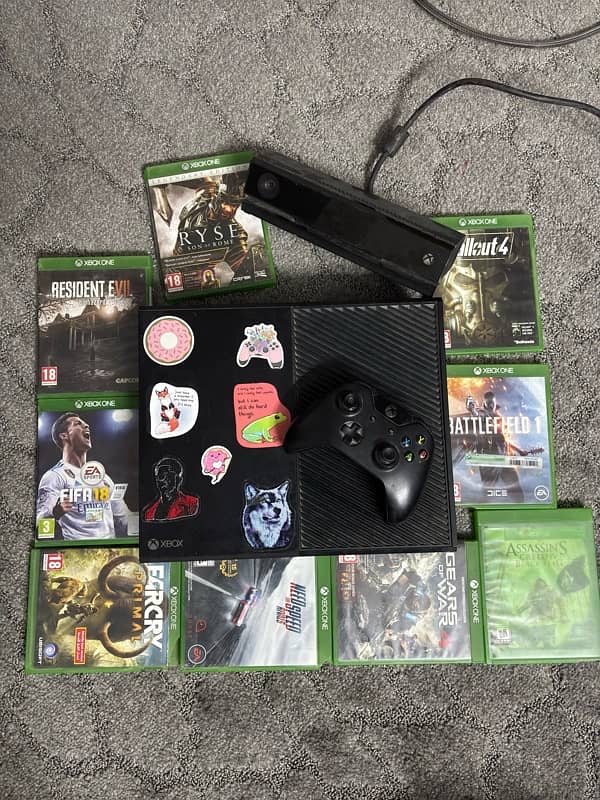 Xbox one with kinect and games 3