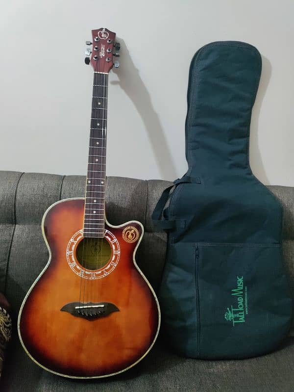 Acoustic guitar with bag,capo and picks 11