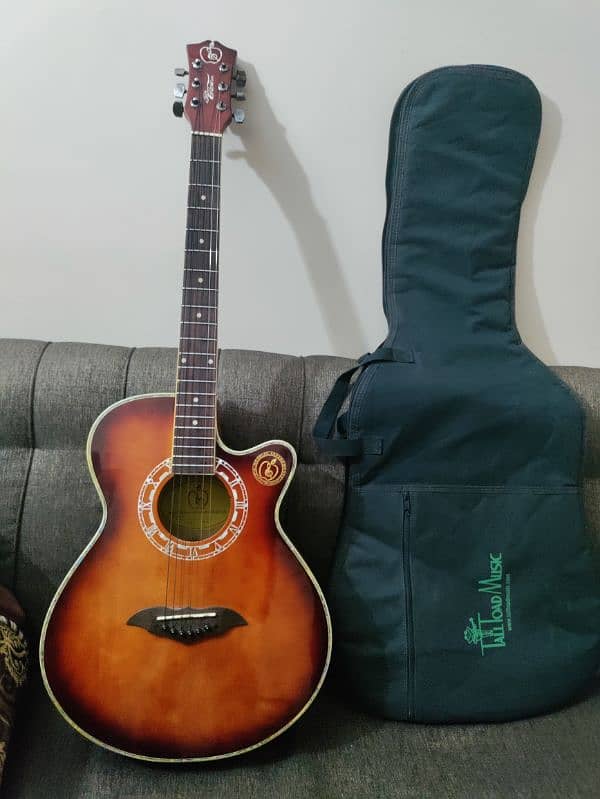 Acoustic guitar with bag,capo and picks 12