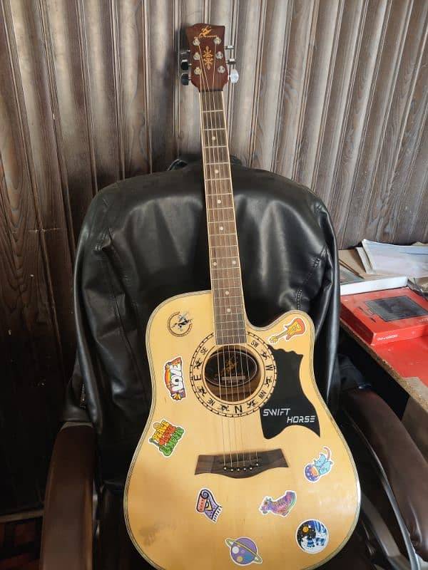 Acoustic guitar with bag, strings, picks and capo for sale. 0