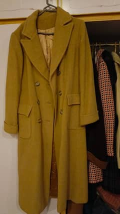 beige camel hair long coat for women