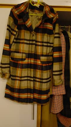 Multicolored checkered coat for women