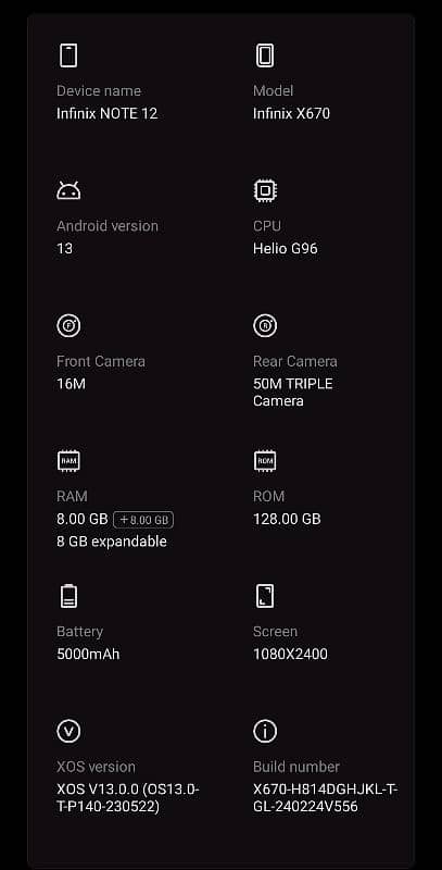 Infinix Note 12, 8-128 Storage, Helio G96 Processor 1
