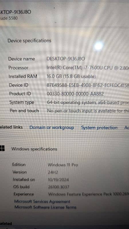 Dell 5580 Core i7 7th Gen Ram 16gb SSD 256gb 10