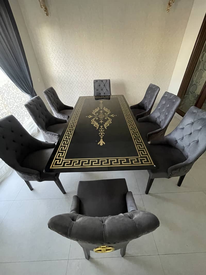 8 Seater Fancy Glass Dining Table 5