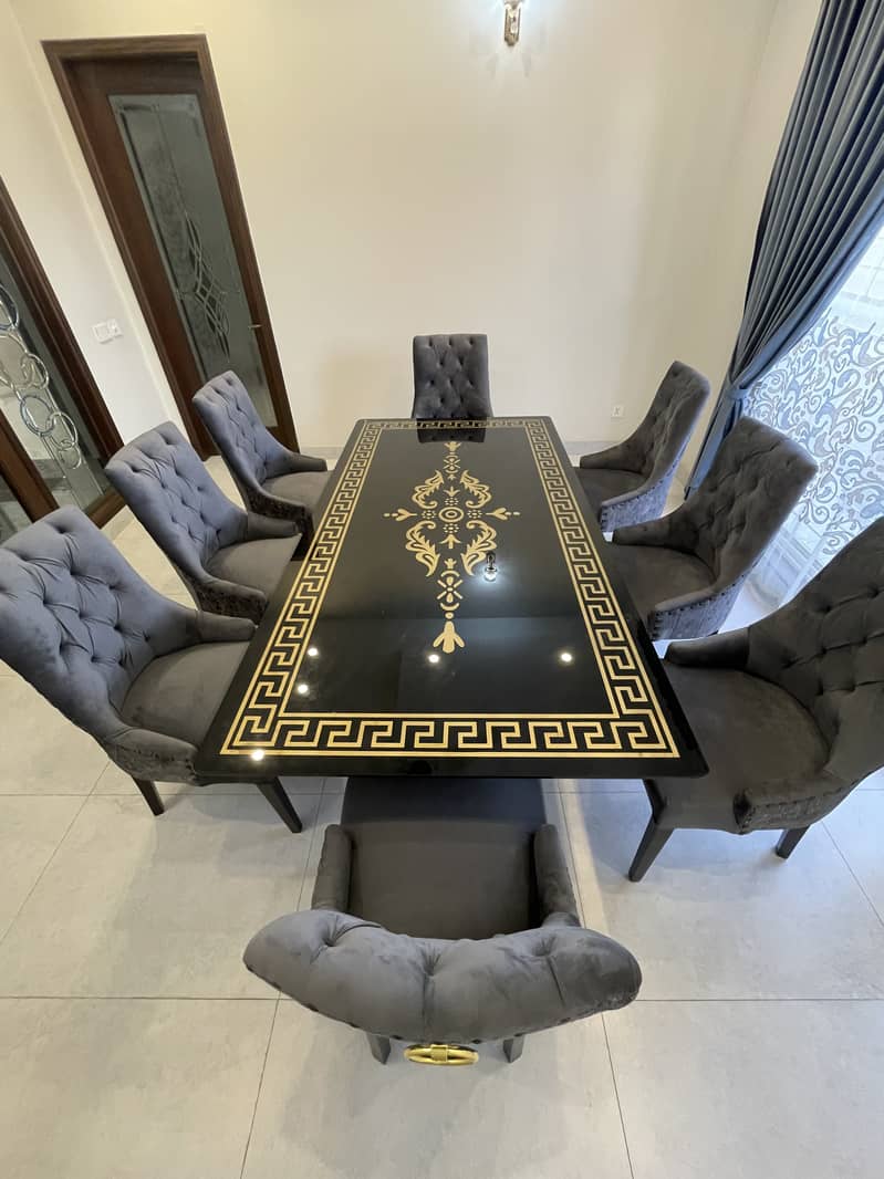 8 Seater Fancy Glass Dining Table 11