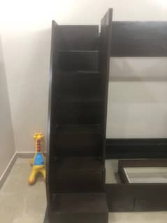 double decker 1 side wardrobe and other side computer table