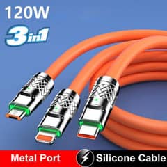 3 in 1 120w fast charging cable  only white colors