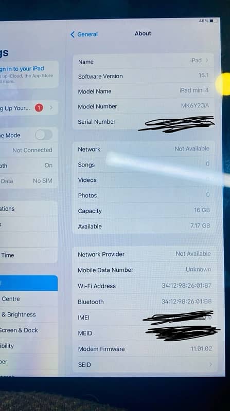 iPad mini 4 16 GB Sim variant 1