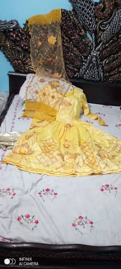 beautiful 3 d work frock stall duptta , pajama