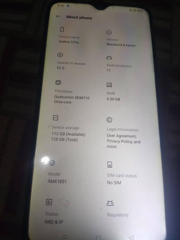 realme 3 pro. . 6.128 gb 5