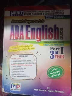 ADA. 3rd year and Fouth year Punjab university English keybook