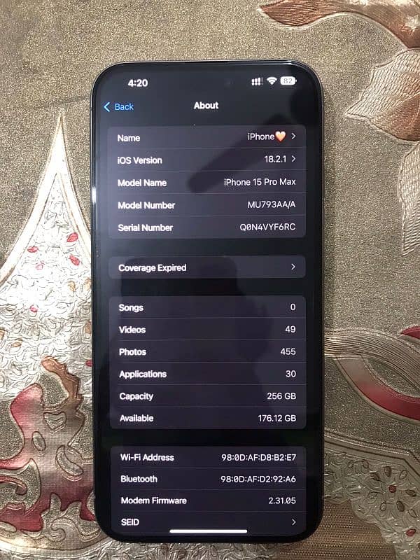 IPHONE 15 Pro Max 256gb Dual Sim Pta Approved 10