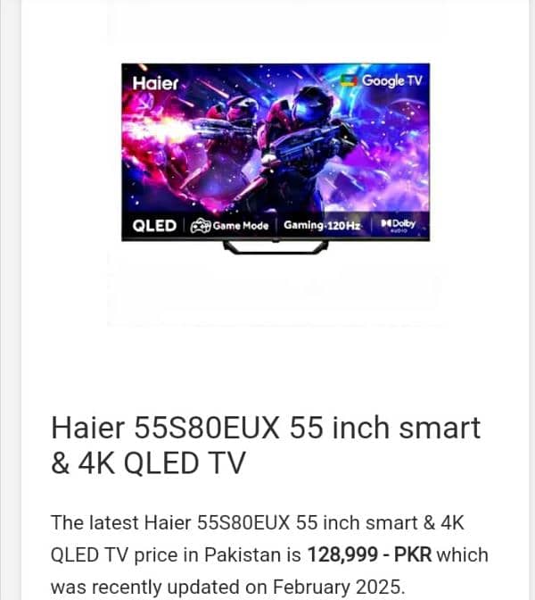 Haier 55S80EUX 55 inches Android TV/ Smart TV/ Haier LED TV/LCD TV 0