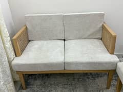 Oak wood cane sofa set