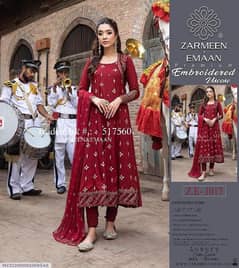 3 PCs unstitched viscose embroidered suit