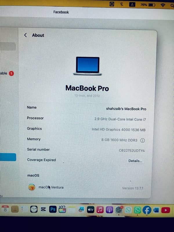 MacBook pro core i7 2.9 graphics 6