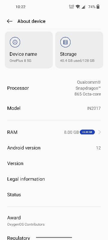 oneplus 8 8+3 gb ram 128 rom 0