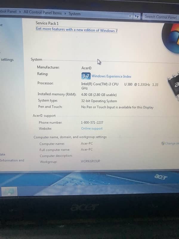 acer laptop aspire i3 3gen 1