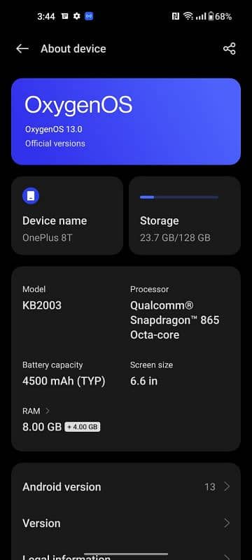 one plus 8t 8/128 with box 3