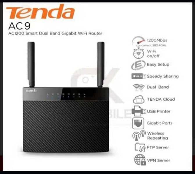 tanda AC9 dual band WiFi router 0