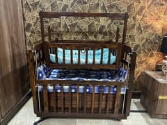 Baby Cot Crib + Swing | With Mattresses | Made Up Of Shesham Wooden