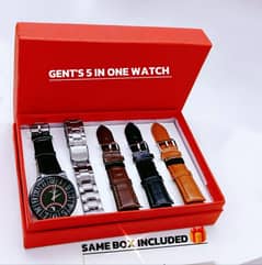 5 in 1 Gents Watch Excellent Quality with Box.