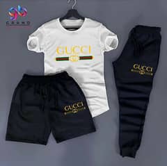 Gucci printed T shirt + Trouser+ shorts Tracksuit