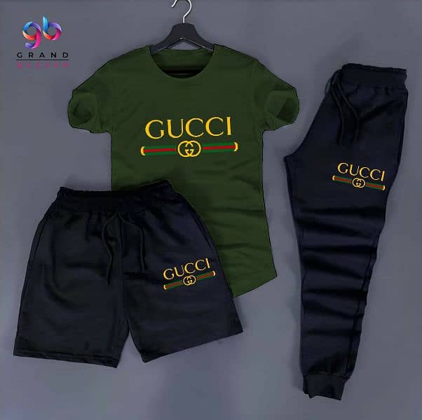 Gucci printed T shirt + Trouser+ shorts Tracksuit 2