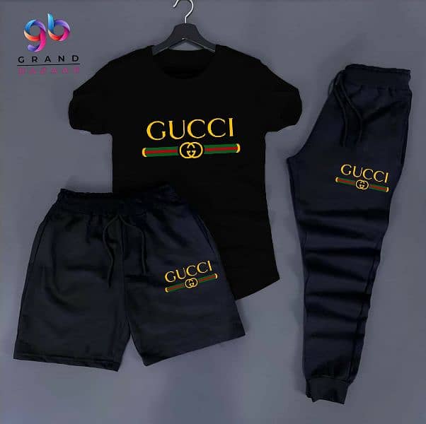 Gucci printed T shirt + Trouser+ shorts Tracksuit 4