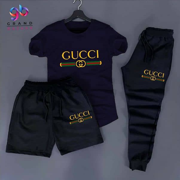 Gucci printed T shirt + Trouser+ shorts Tracksuit 5