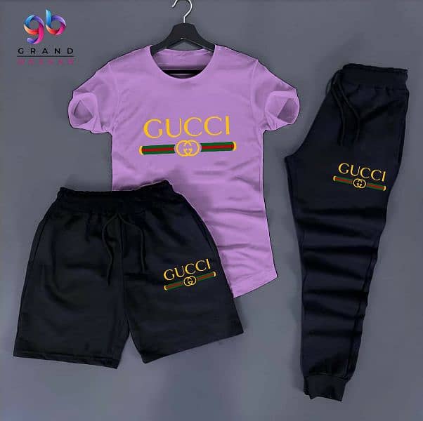 Gucci printed T shirt + Trouser+ shorts Tracksuit 6